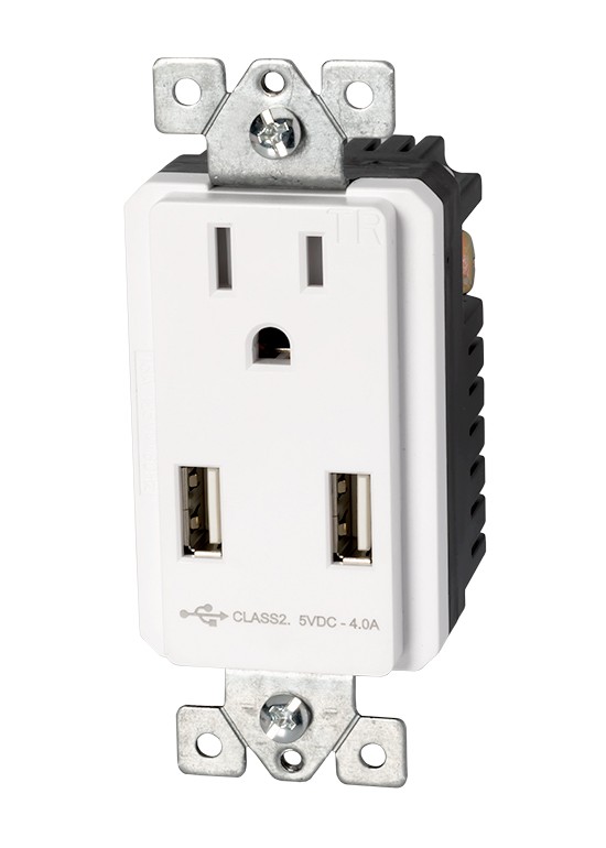 15A Tamper Resistant Single Receptacle with Dual USB Charger