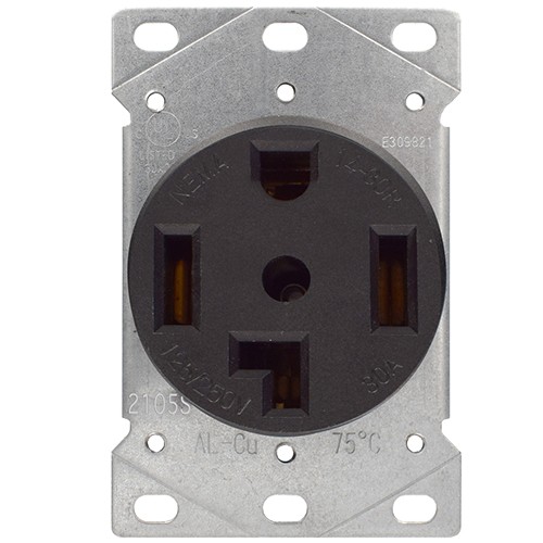30A, 4-Wire Dryer Receptacle, Flush Mount