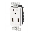 15A Tamper Resistant Single Receptacle with Dual USB Charger