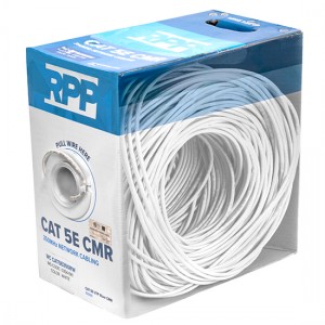 CAT 5E U/UTP 350MHz Solid Riser CMR Cable, 1000 FT Pull Box (White) 