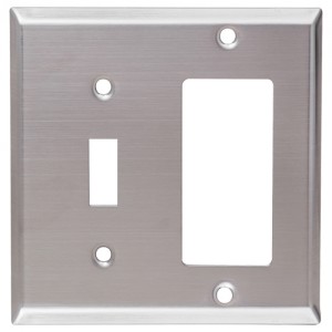 2 Gang Combination 1 Toggle Switch, 1 Decorator Stainless Wall Plate