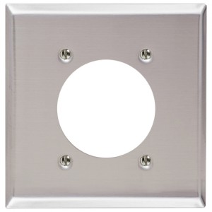 2 Gang Single Receptacle 2.125" Opening Stainless Wall Plate